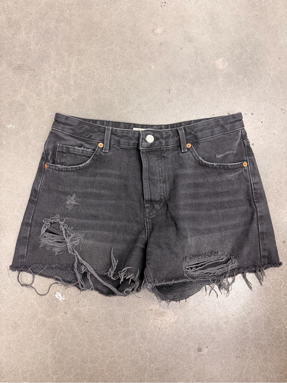 Topshop Black Distressed Denim Cutoff Shorts